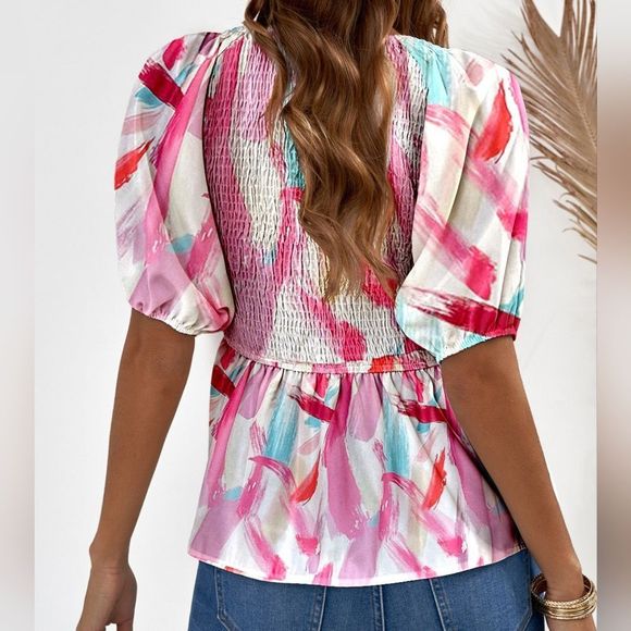 Floral Babydoll Blouse - Light Pink - Picture 3 of 4